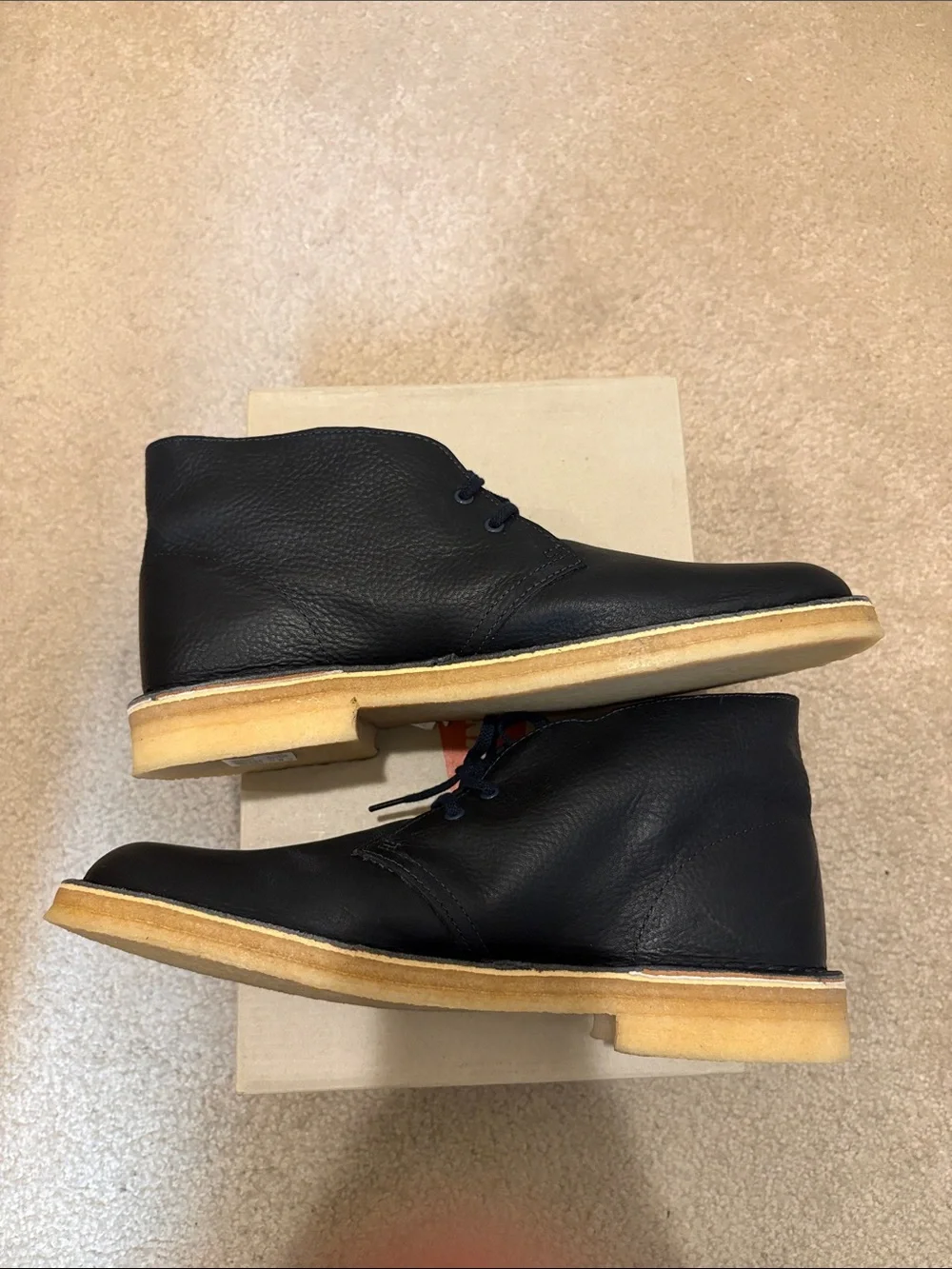 Clarks Originals Desert Boot Navy Leather Men's Chukka Boots with Crepe Sole